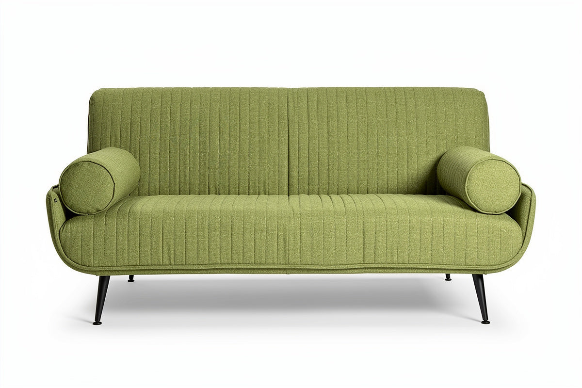 **Moderne groene bank met gestreept patroon en ronde armleuningen**