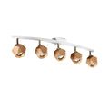 Moderne LED inbouwspot met houten afwerking en vierkante lampenkappen