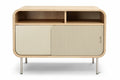 **Technische titel in het Nederlands: Modern Eikenhouten Dressoir met Golvende Deur**
