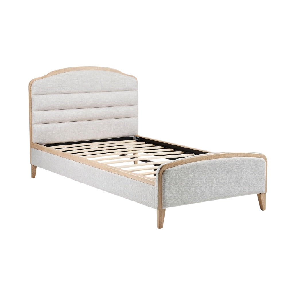 Elegant Eenpersoons Bed met Houten Hoofdeinde en Lattenbodem